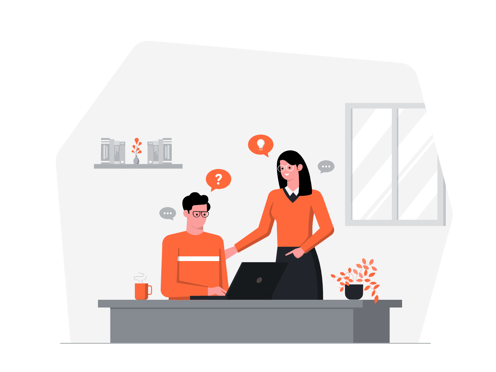 man and woman by laptop coming up with ideas